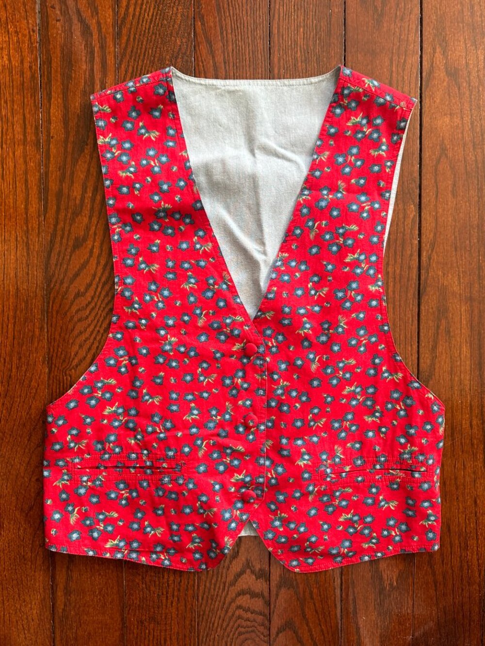VTG LL Bean Reversible Vest Floral 100% Cotton